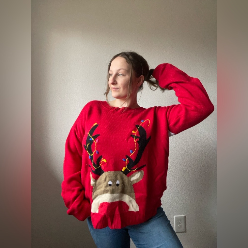Red Reindeer Christmas Sweater